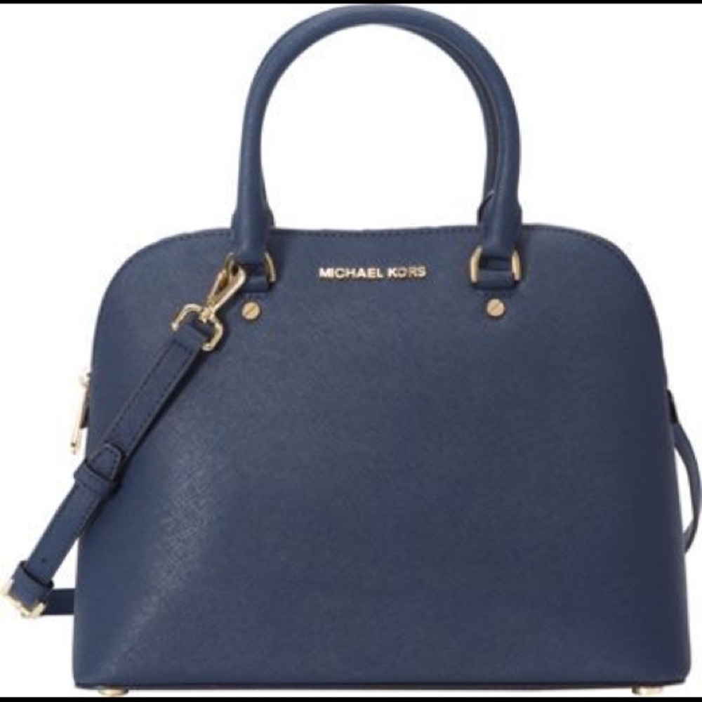 Michael Kors Cindy Large Dome Satchel- Navy